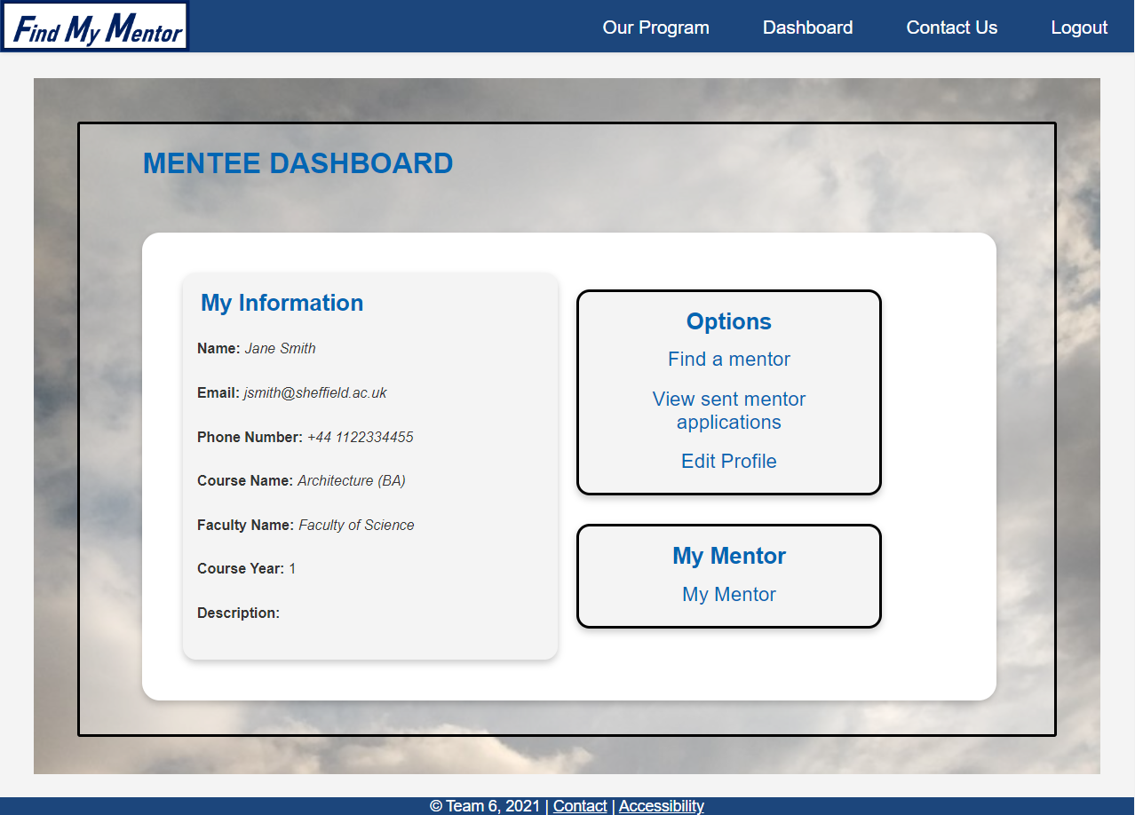 Mentee dashboard